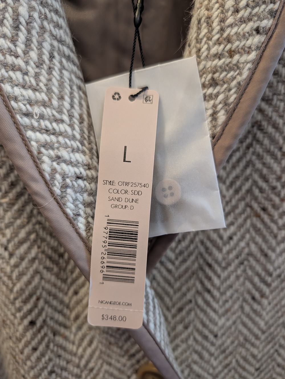 NIC+ZOE Cream Herringbone Coatigan with Shawl Collar - Picture 5 of 9